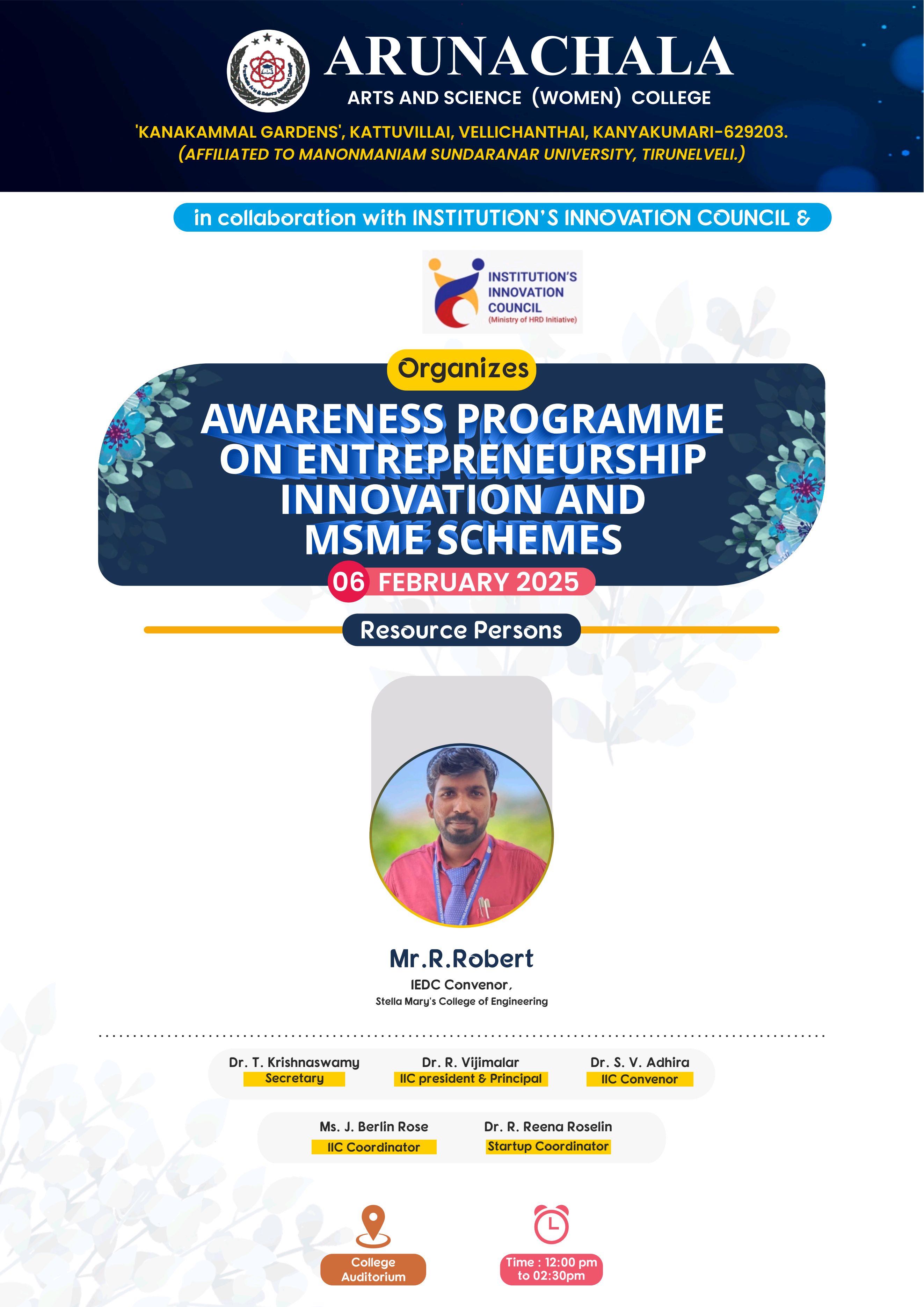 Awareness Program on Entrepreneurship Innovation and MSME Schemes
